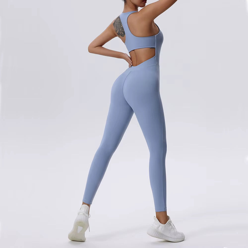 Women'S Tracksuit Yoga Set Zipper Jumpsuits One Piece Fitness Sportswear Workout Rompers Sportswear Gym Set Workout Clothes