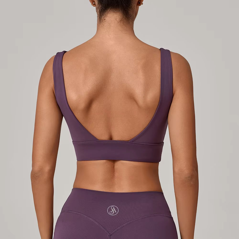 Allure the Brand Yoga High Support Sports Bra for Women, Racerback Workout Top with Wide Band Yoga Running Fitness Gym Wear