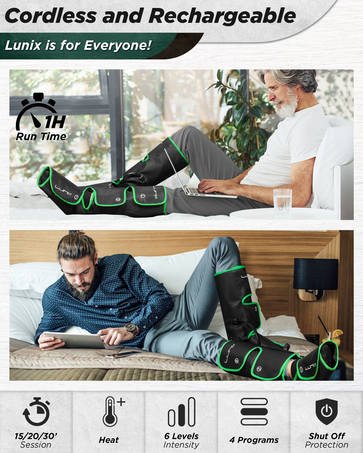 LX1 Foot and Calf Compression Massager, Forest Green