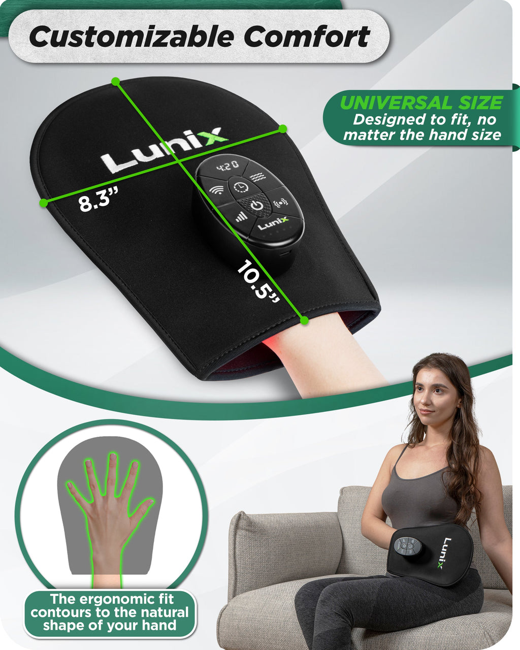 LX23 Red Light Therapy for Hand, Charcoal Black
