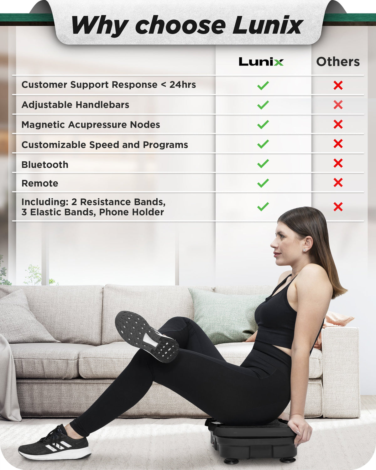 LX18 Vibration Plate, Charcoal Black