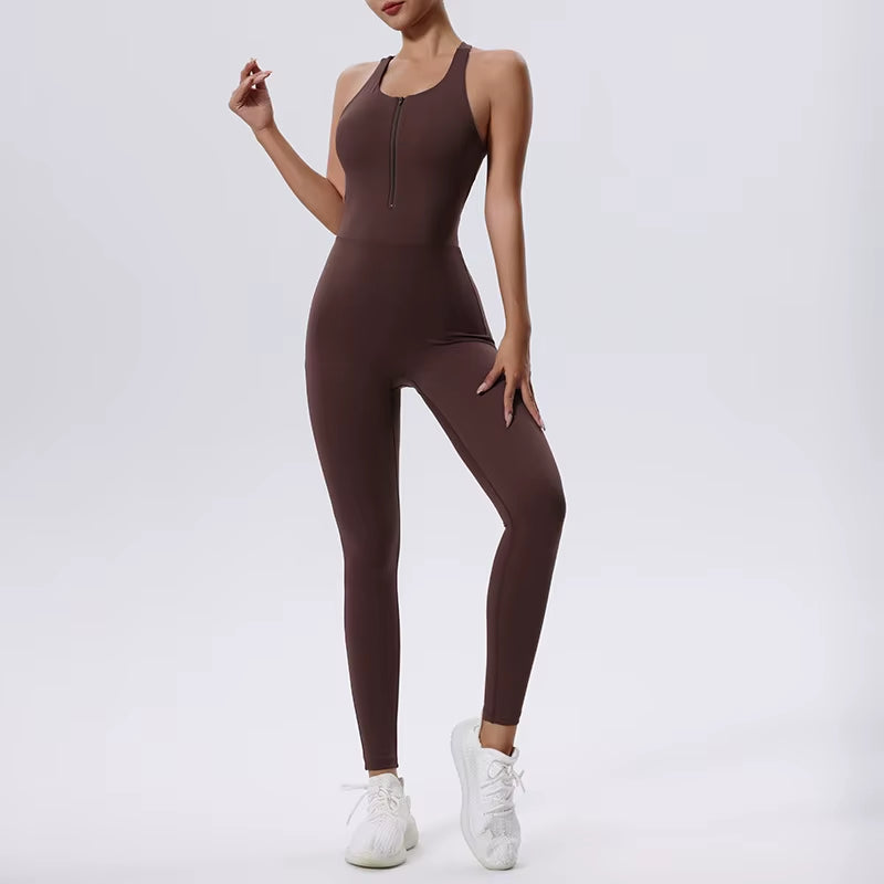 Women'S Tracksuit Yoga Set Zipper Jumpsuits One Piece Fitness Sportswear Workout Rompers Sportswear Gym Set Workout Clothes