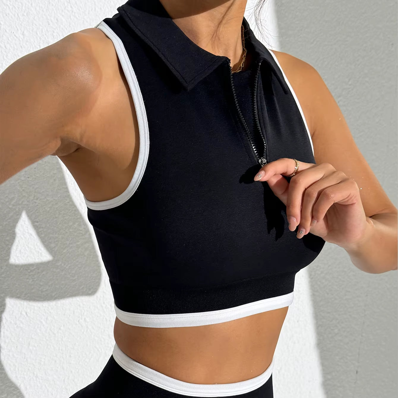 Zip-Front Seamless Yoga Set – Women’s Sport Suit with Turndown Colla