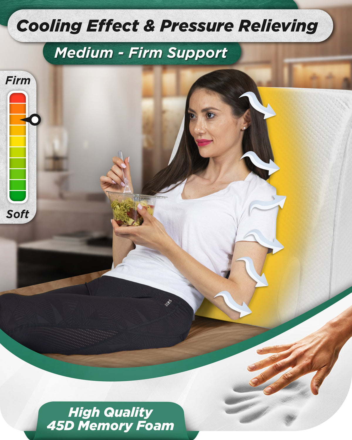 LX8 4-Piece Support for Nighttime Digestive Discomfort & Easier Breathing, Wedge Pillow Set, Pebble White