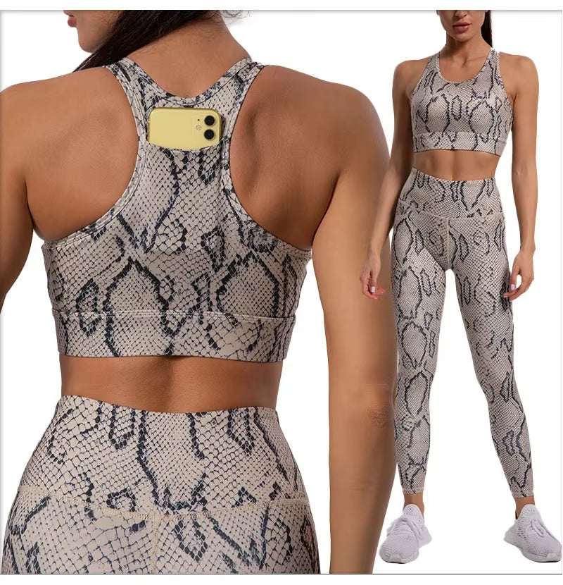 Leopard Print Yoga Set Women Clothing Tracksuits Quick Dry Women'S Fitness Pants Sets Woman Outfits Women’S Gym Pants Suit
