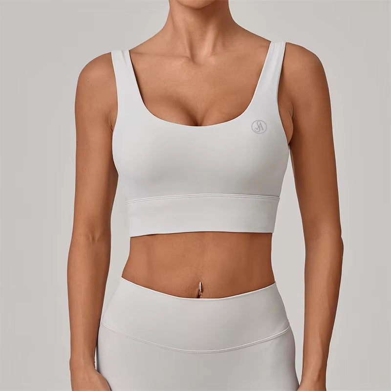 Allure the Brand Yoga High Support Sports Bra for Women, Racerback Workout Top with Wide Band Yoga Running Fitness Gym Wear