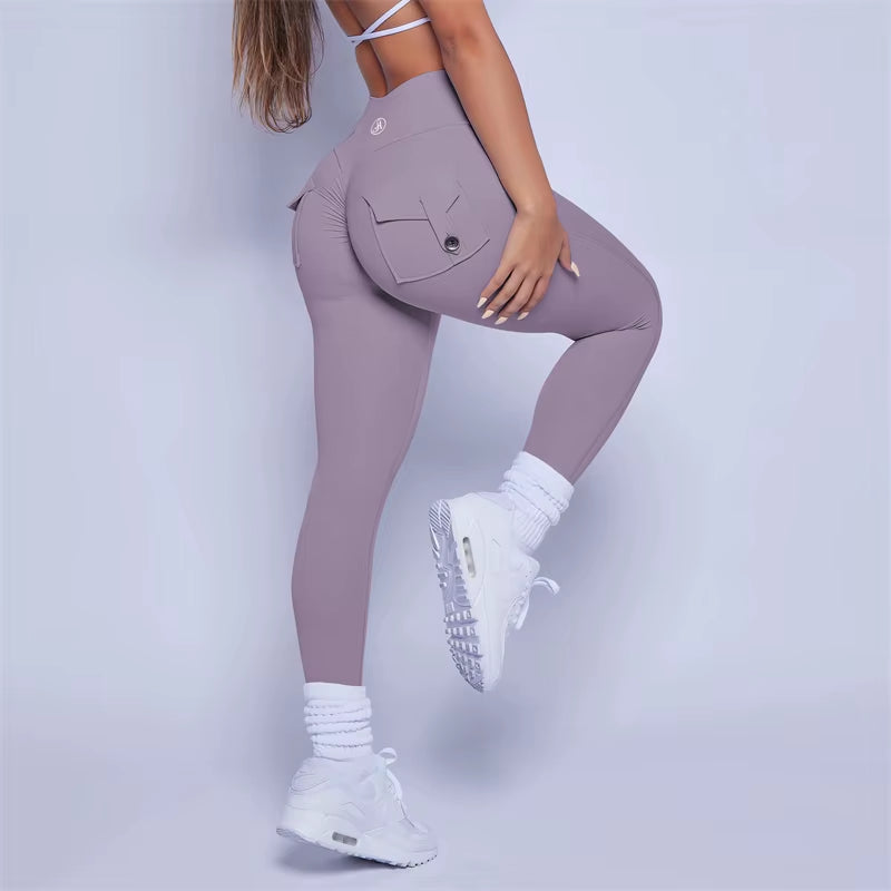 2025 Allure the Band Gym Leggings Women High Waist Tights Pants Peach Hip with Pockets Women Workout Gym Leggings ATB Yoga Pants