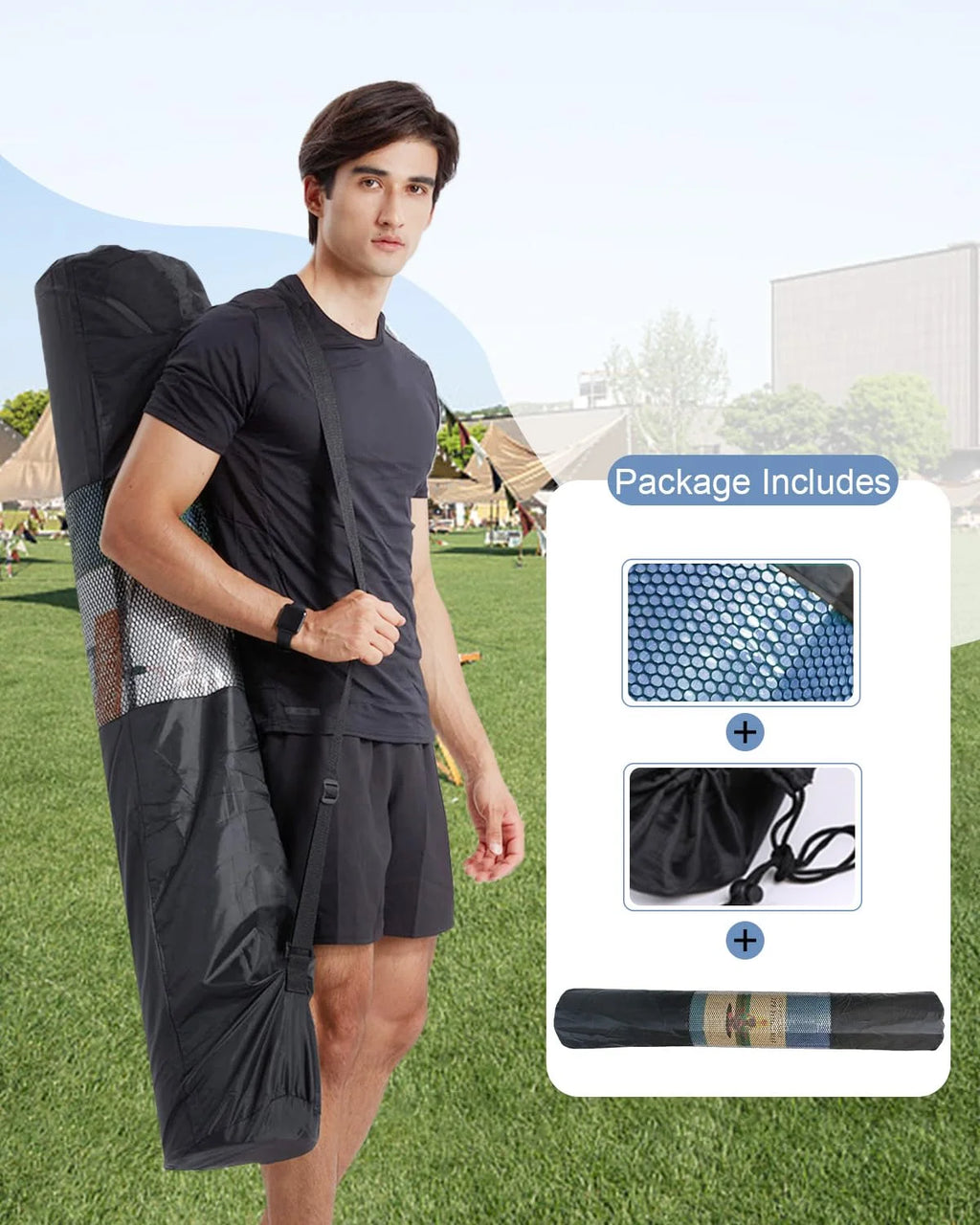 Large Yoga Pilates Mat Thick 1/2 Inch TPE Non-Slip Exercise Training Workouts Mats, 78"X51", Blue