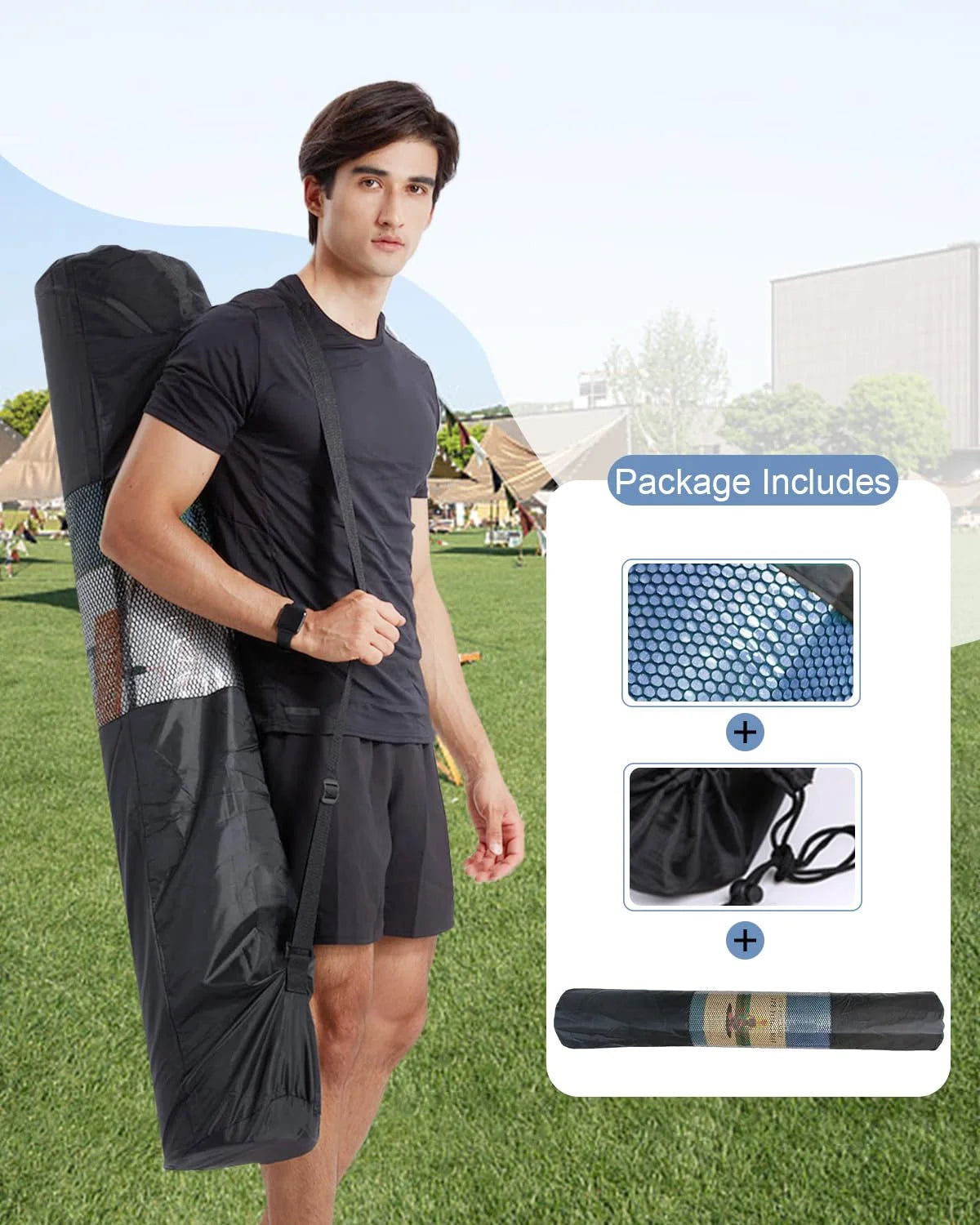 Large Yoga Pilates Mat Thick 1/2 Inch TPE Non-Slip Exercise Training Workouts Mats, 78"X51", Blue