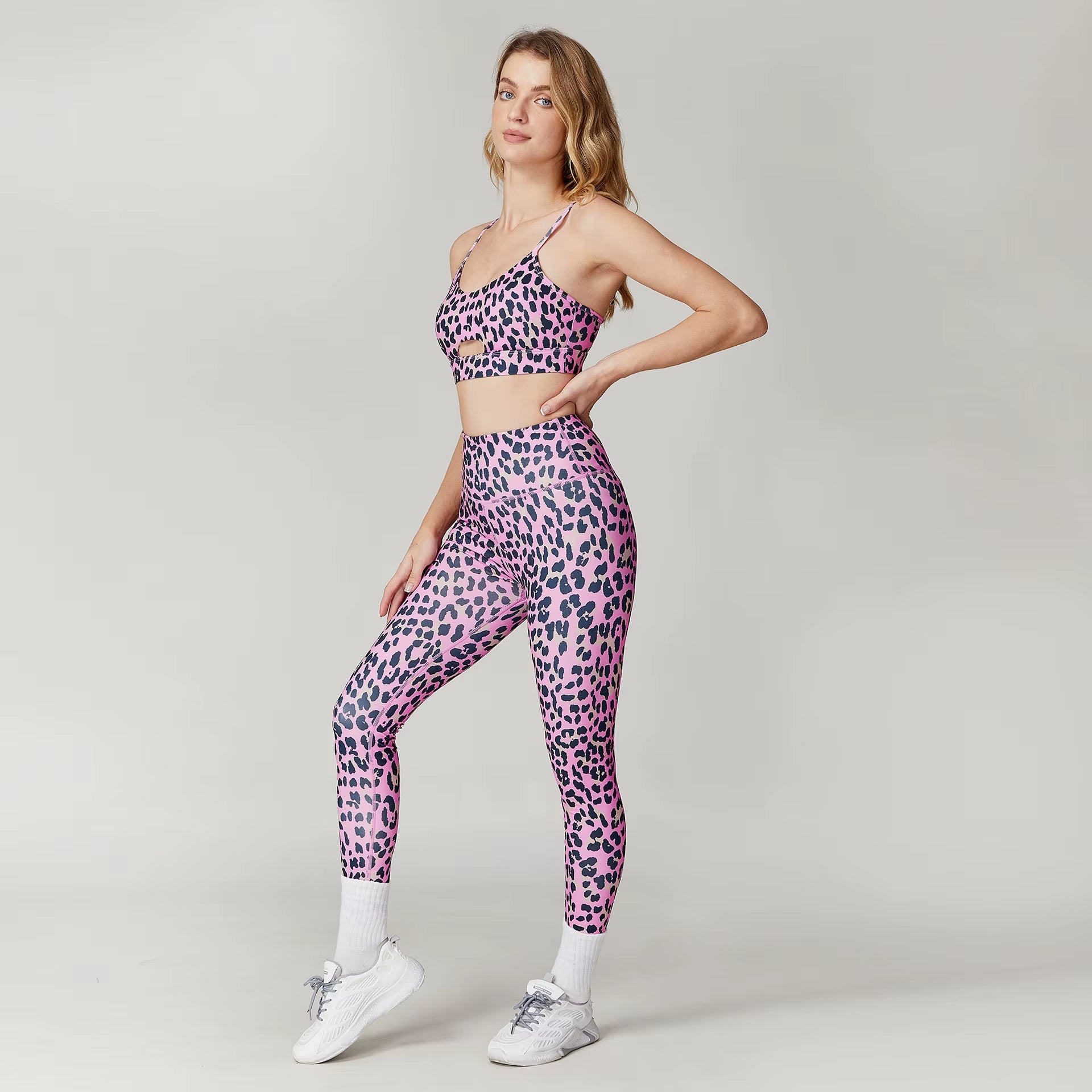 Leopard Print Yoga Set Women Clothing Tracksuits Quick Dry Women'S Fitness Pants Sets Woman Outfits Women’S Gym Pants Suit
