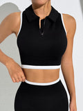 Zip-Front Seamless Yoga Set – Women’s Sport Suit with Turndown Colla