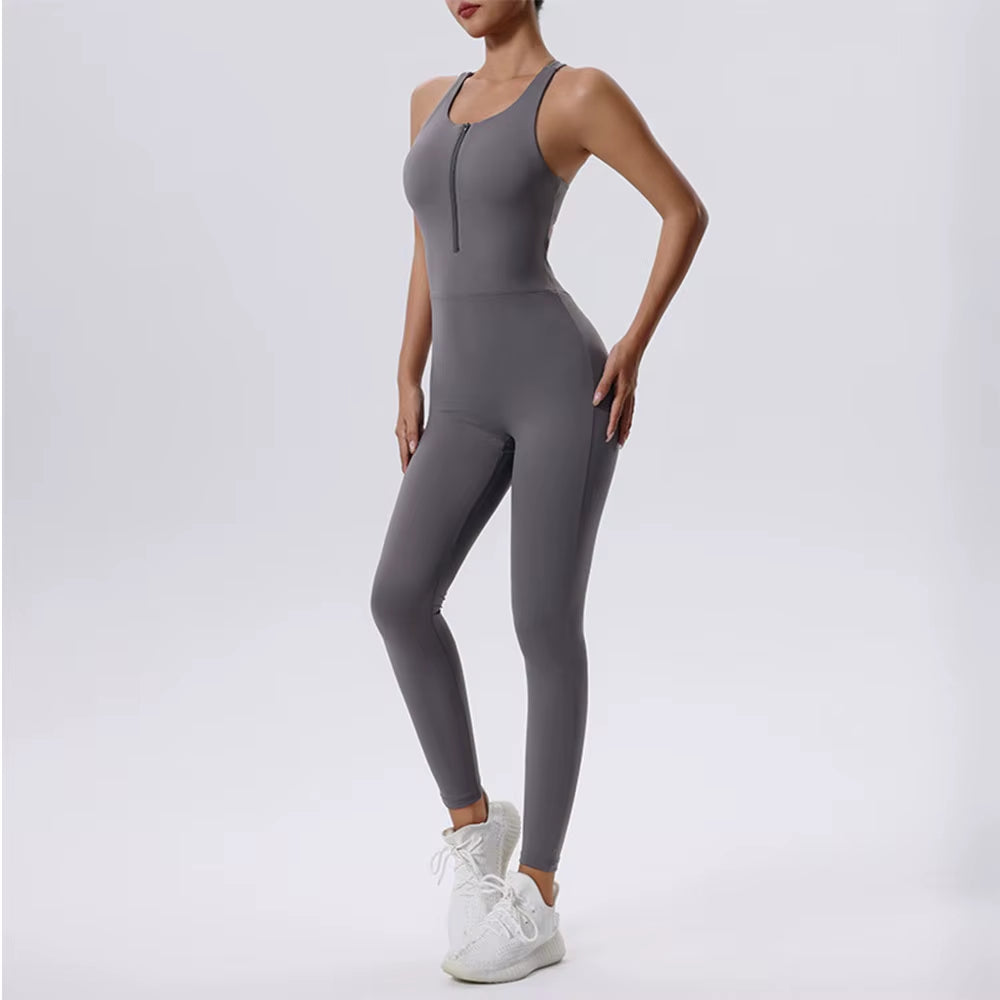 Women'S Tracksuit Yoga Set Zipper Jumpsuits One Piece Fitness Sportswear Workout Rompers Sportswear Gym Set Workout Clothes