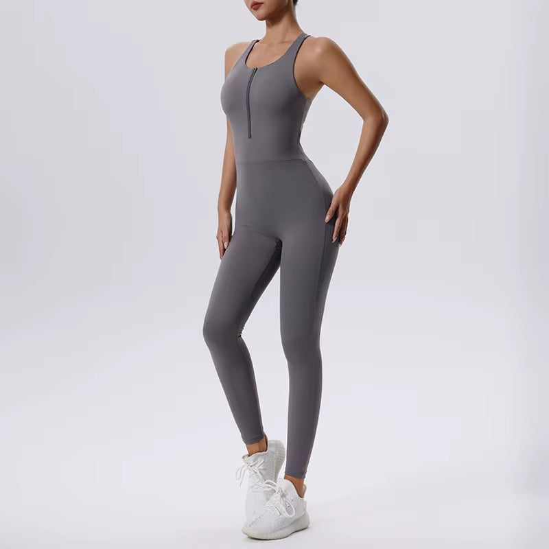 Women'S Tracksuit Yoga Set Zipper Jumpsuits One Piece Fitness Sportswear Workout Rompers Sportswear Gym Set Workout Clothes