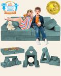 LX15 14pcs Modular Play Couch, Sage Teal