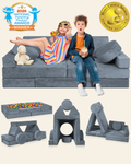 LX15 14pcs Modular Play Couch, Stone Gray