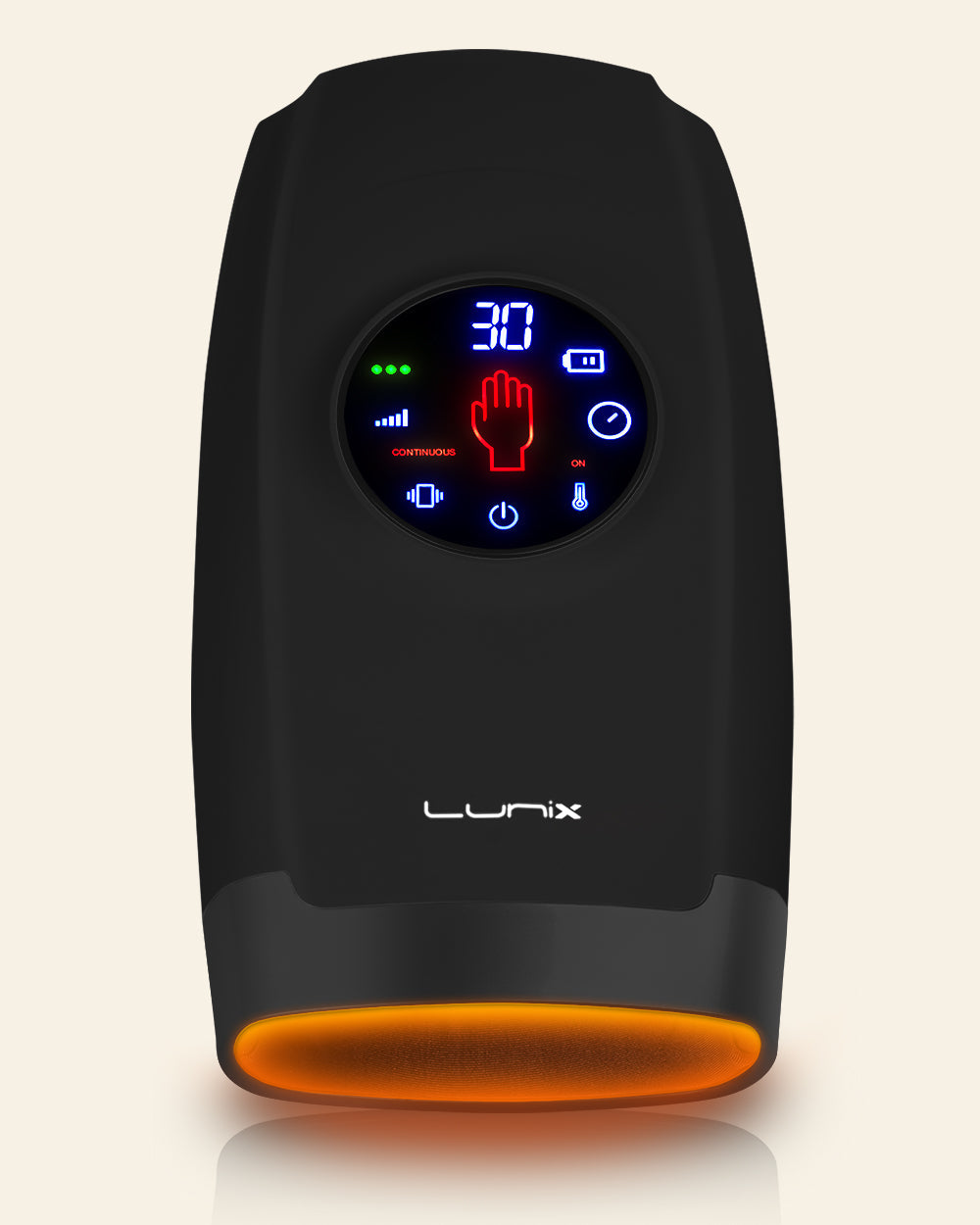LX7 LCD Touchscreen Hand Massager, Heated Air Compression, Charcoal Black