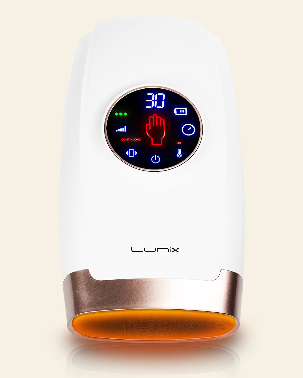 LX7 LCD Touchscreen Hand Massager, Heated Air Compression, Lunar White