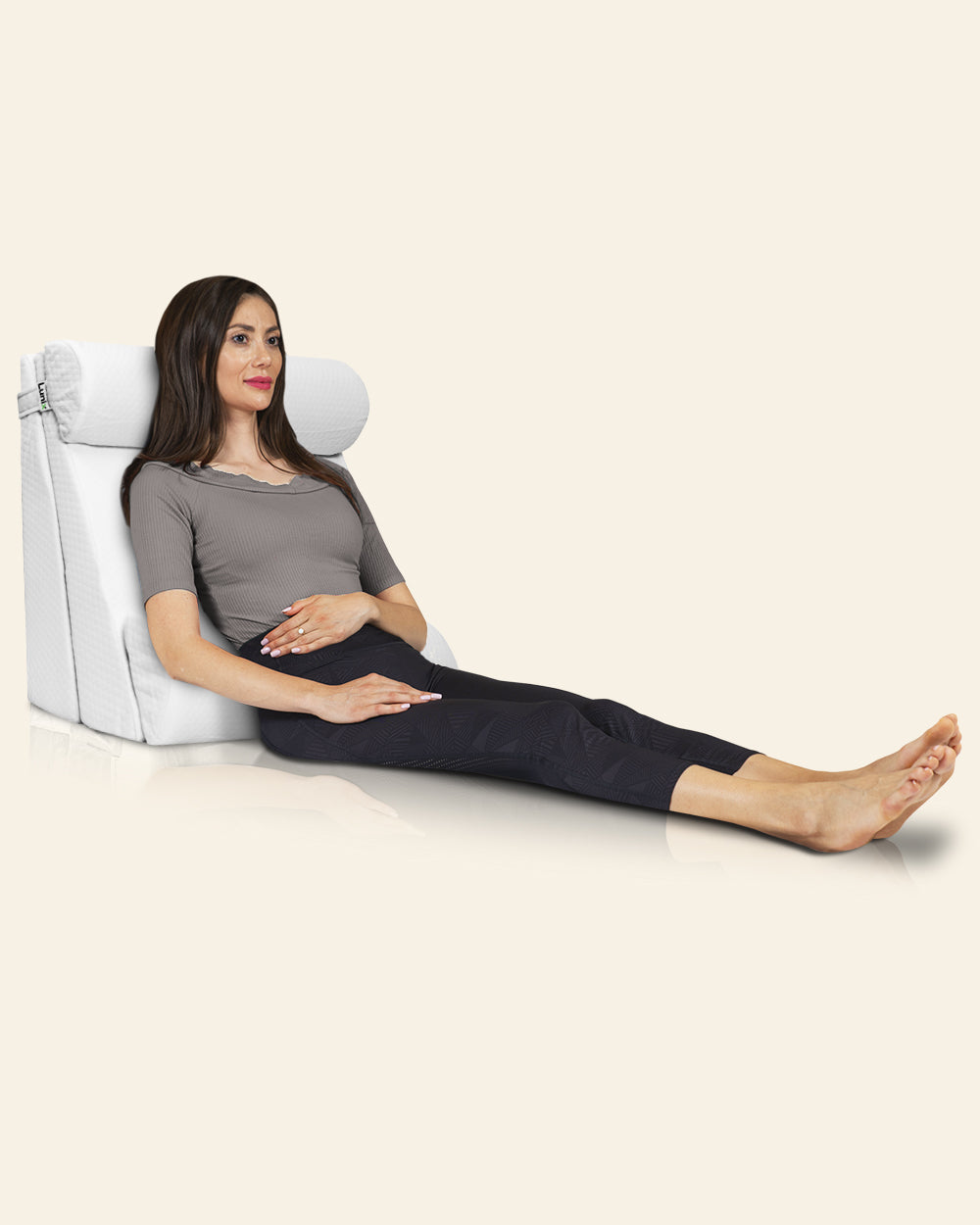 LX8 4-Piece Support for Nighttime Digestive Discomfort & Easier Breathing, Wedge Pillow Set, Pebble White