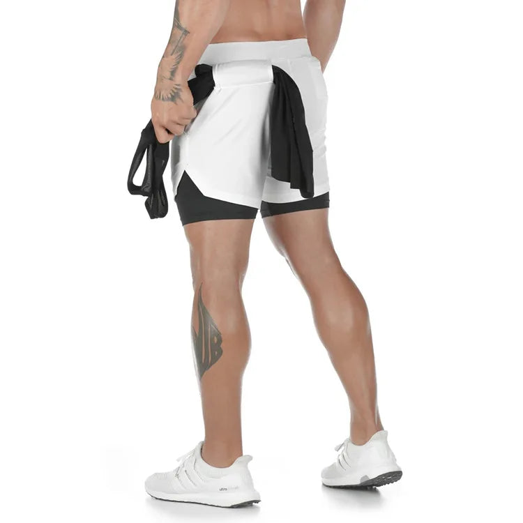 Men'S Performance Shorts Soild Color 2 in 1 Gym Shorts Compression Stretchy Sports Shorts Quick Dry Fitness Workout Summer