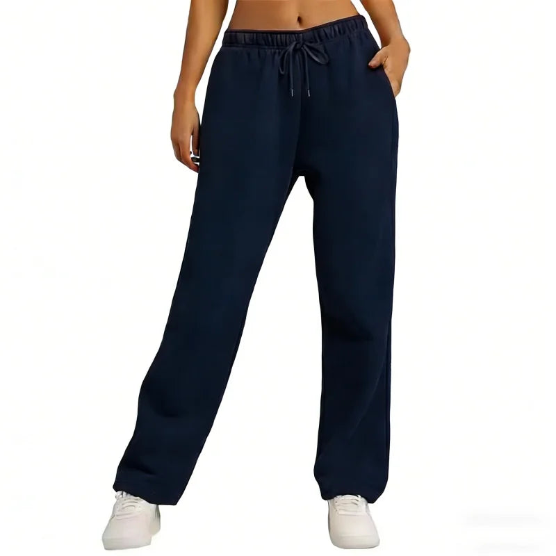 Autumn Winter Women'S Solid Color Sweatpants Daily Casual Pants Women'S Wide Leg Pants Comfortable Loose Drawstring Women'S Trou