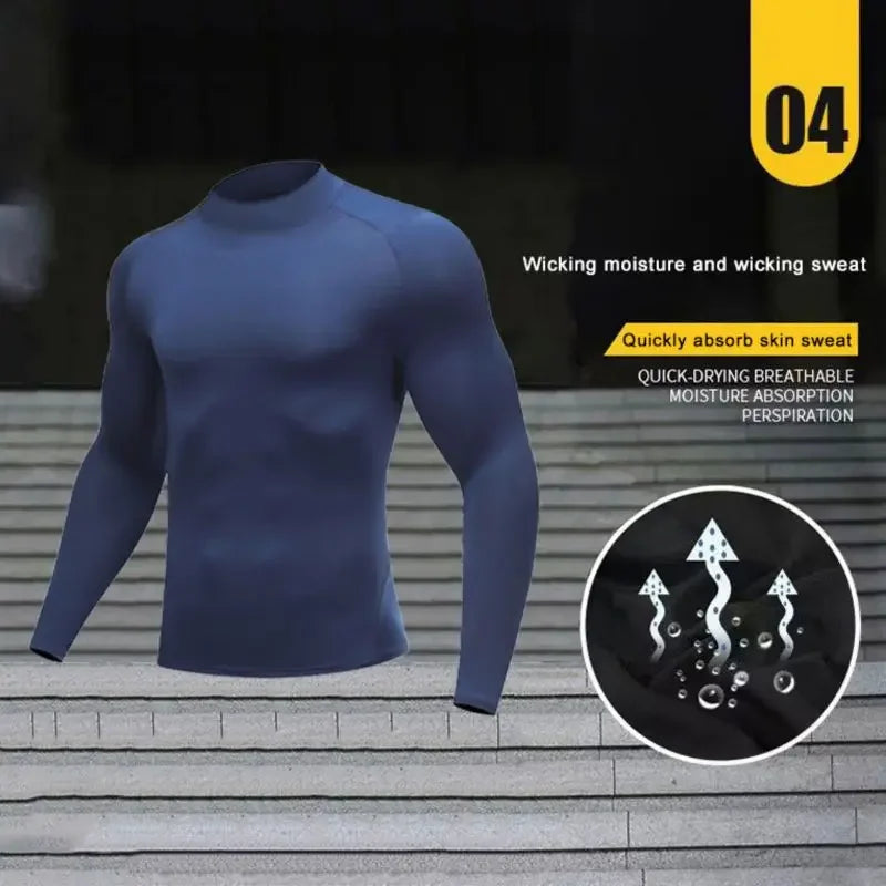 Compression Quick Dry Long Sleeves T-Shirts for Men Breathable Running Basketball Fitness Training T-Shirts Outdoor Sports