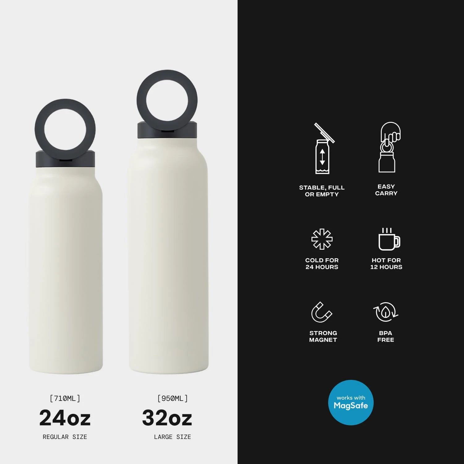 Insulated Water Bottle Compatible Magsafe Water Bottle with Phone Holder,Stainless Steel Water Bottle with Magnetic Phone Tripod