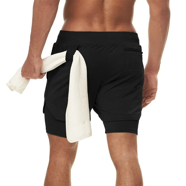 Men'S Performance Shorts Soild Color 2 in 1 Gym Shorts Compression Stretchy Sports Shorts Quick Dry Fitness Workout Summer