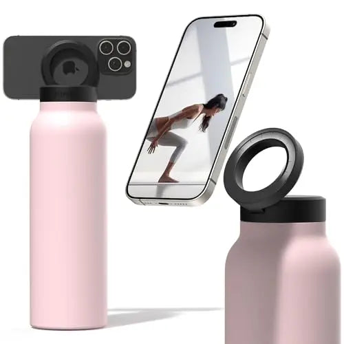 Insulated Water Bottle Compatible Magsafe Water Bottle with Phone Holder,Stainless Steel Water Bottle with Magnetic Phone Tripod
