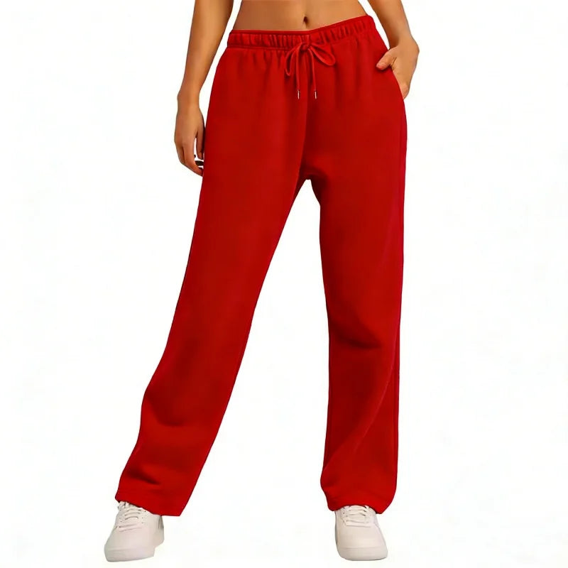 Autumn Winter Women'S Solid Color Sweatpants Daily Casual Pants Women'S Wide Leg Pants Comfortable Loose Drawstring Women'S Trou