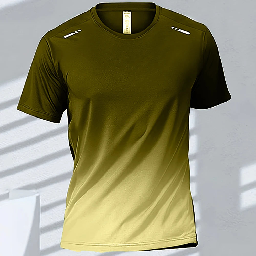 Men'S T-Shirts Sports Fitness Sportswear Quick-Drying Gradient Short Sleeve Tops Outdoor Basketball Training Running Men Clothes