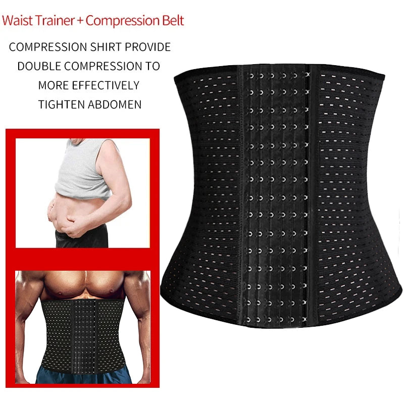 Men Slimming Body Shaper Extended Waist Trainer Trimmer Belt Corset for Abdomen Belly Tummy Control Fitness Compression Girdle