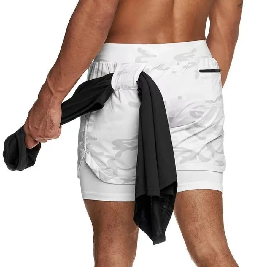 Men'S Performance Shorts Soild Color 2 in 1 Gym Shorts Compression Stretchy Sports Shorts Quick Dry Fitness Workout Summer
