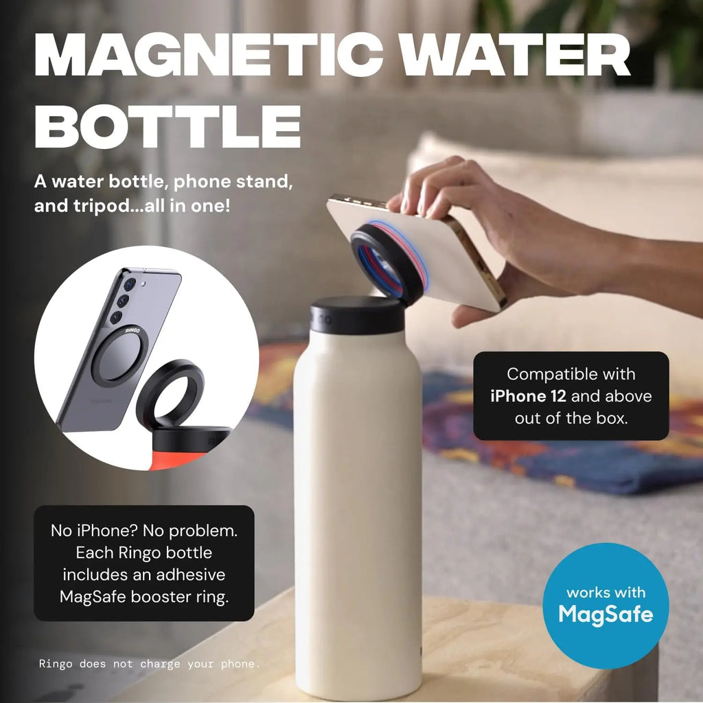 Insulated Water Bottle Compatible Magsafe Water Bottle with Phone Holder,Stainless Steel Water Bottle with Magnetic Phone Tripod