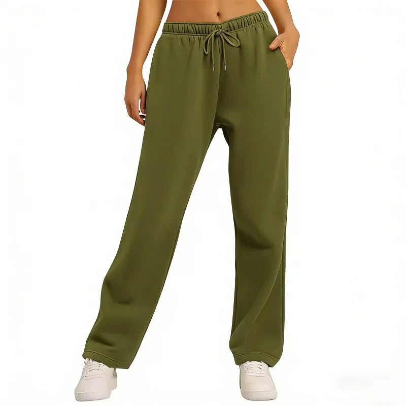 Autumn Winter Women'S Solid Color Sweatpants Daily Casual Pants Women'S Wide Leg Pants Comfortable Loose Drawstring Women'S Trou