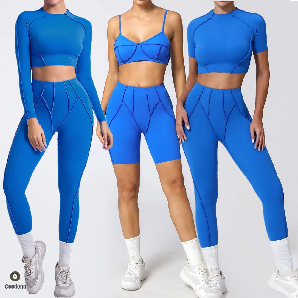 Women Nude Straps Yoga Sets Squat Proof Sports Bra Workout High Waist Leggings Fitness Pant Female Active Wear Suit XP81