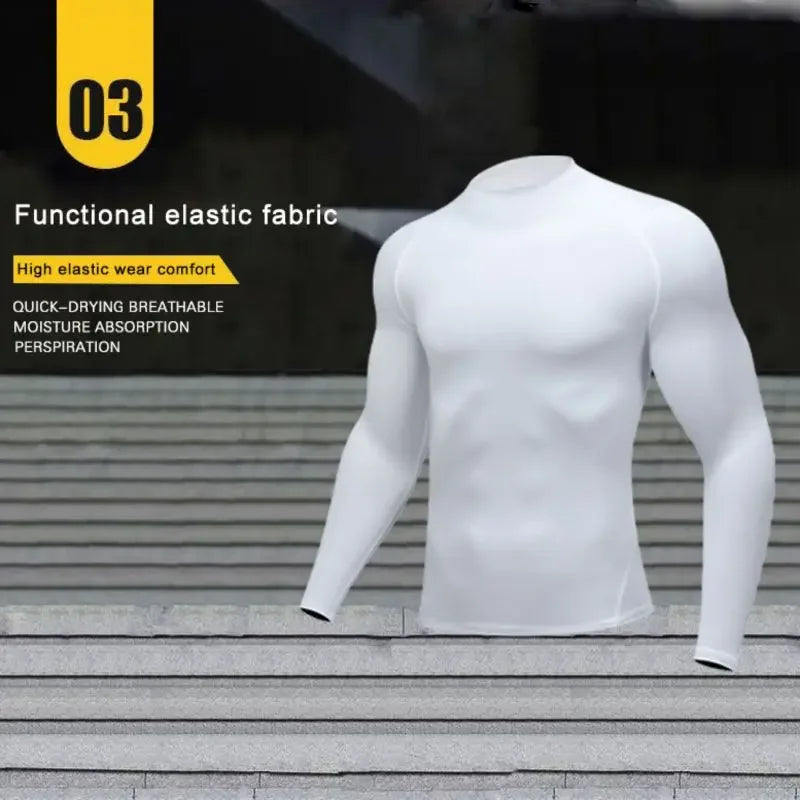 Compression Quick Dry Long Sleeves T-Shirts for Men Breathable Running Basketball Fitness Training T-Shirts Outdoor Sports