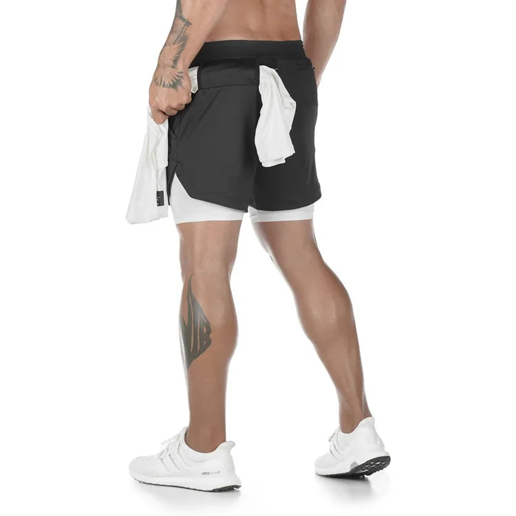 Men'S Performance Shorts Soild Color 2 in 1 Gym Shorts Compression Stretchy Sports Shorts Quick Dry Fitness Workout Summer