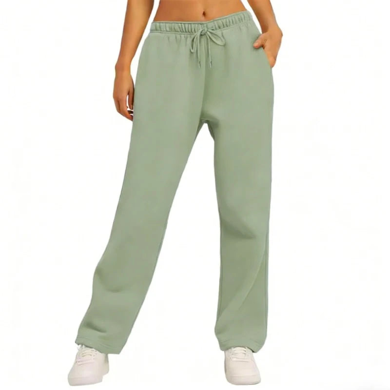 Autumn Winter Women'S Solid Color Sweatpants Daily Casual Pants Women'S Wide Leg Pants Comfortable Loose Drawstring Women'S Trou
