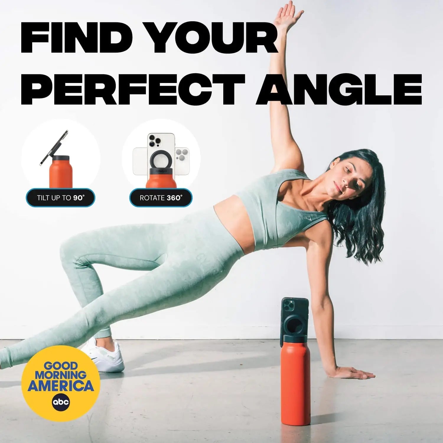 Insulated Water Bottle Compatible Magsafe Water Bottle with Phone Holder,Stainless Steel Water Bottle with Magnetic Phone Tripod