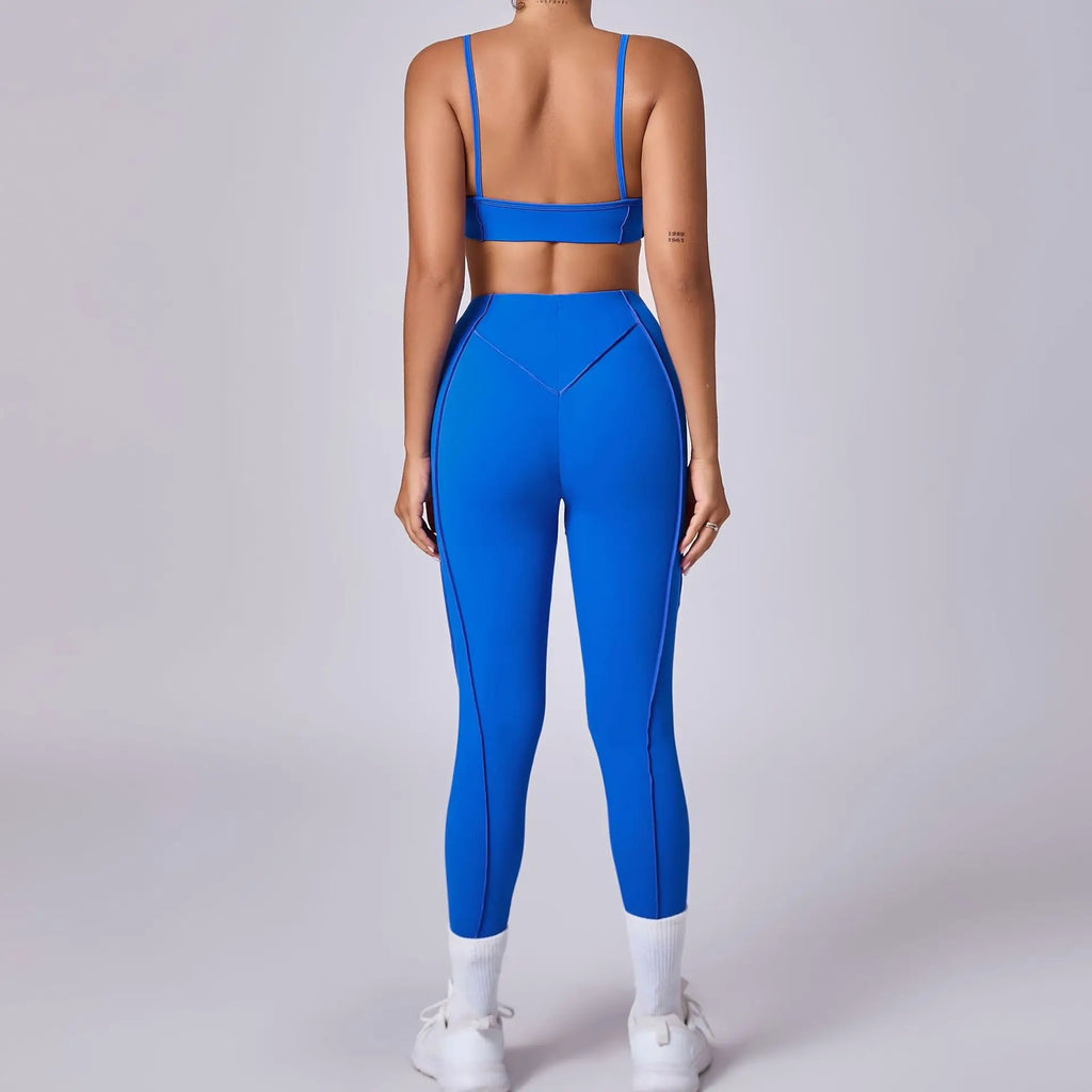 Women Nude Straps Yoga Sets Squat Proof Sports Bra Workout High Waist Leggings Fitness Pant Female Active Wear Suit XP81