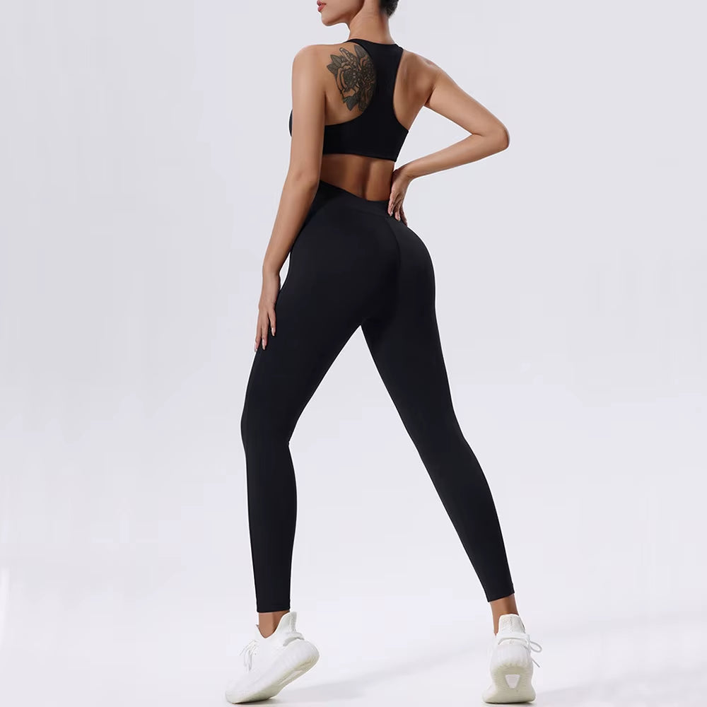 Women'S Tracksuit Yoga Set Zipper Jumpsuits One Piece Fitness Sportswear Workout Rompers Sportswear Gym Set Workout Clothes
