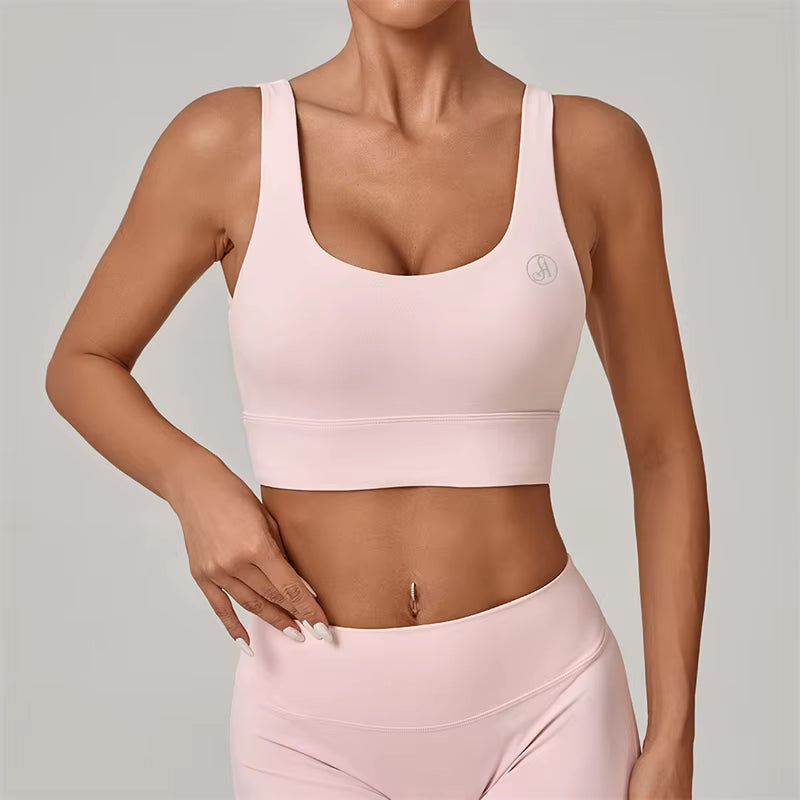 Allure the Brand Yoga High Support Sports Bra for Women, Racerback Workout Top with Wide Band Yoga Running Fitness Gym Wear
