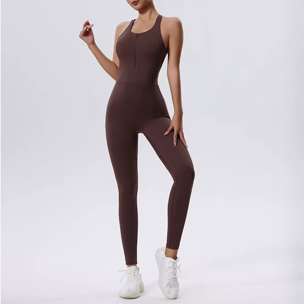 Women'S Tracksuit Yoga Set Zipper Jumpsuits One Piece Fitness Sportswear Workout Rompers Sportswear Gym Set Workout Clothes