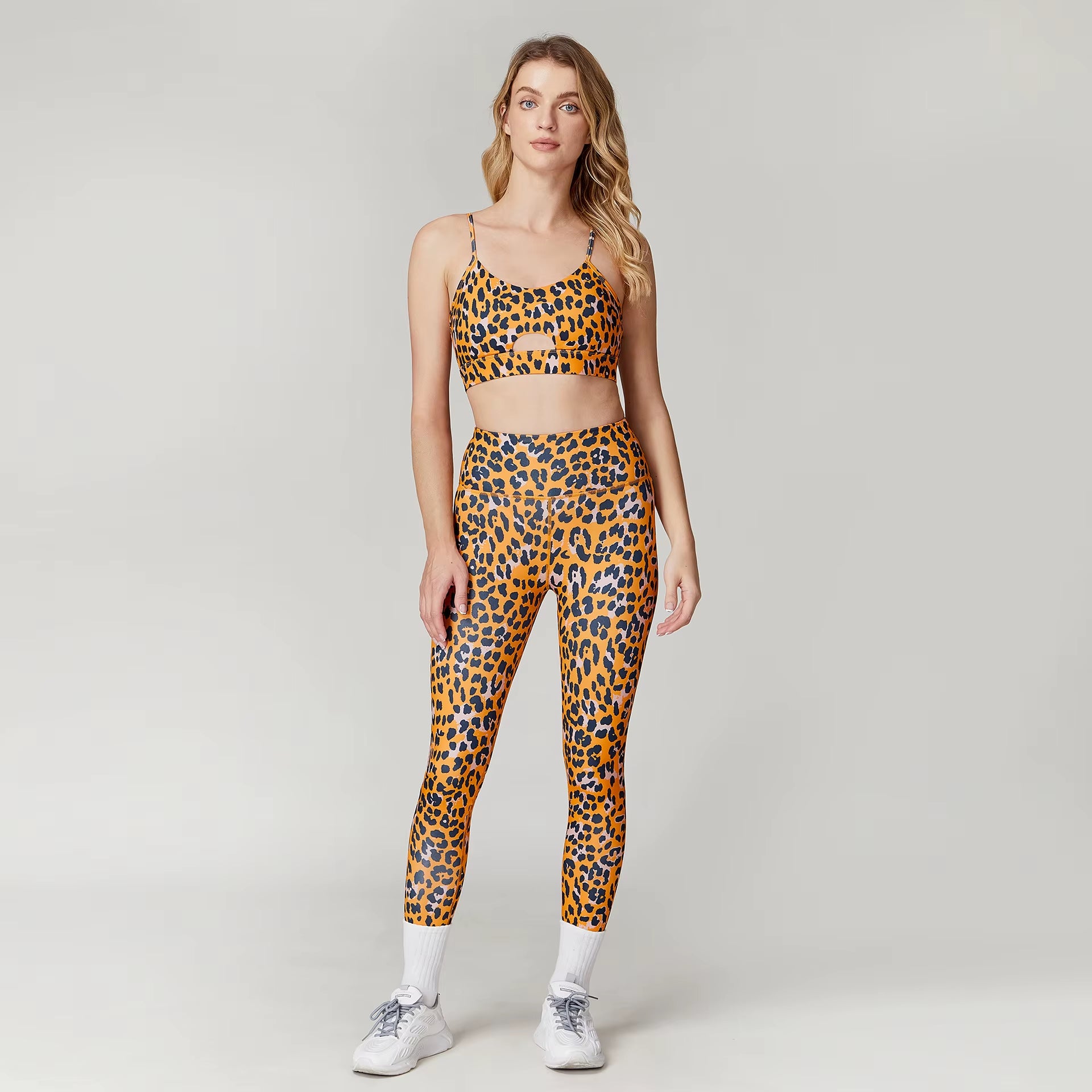 Leopard Print Yoga Set Women Clothing Tracksuits Quick Dry Women'S Fitness Pants Sets Woman Outfits Women’S Gym Pants Suit