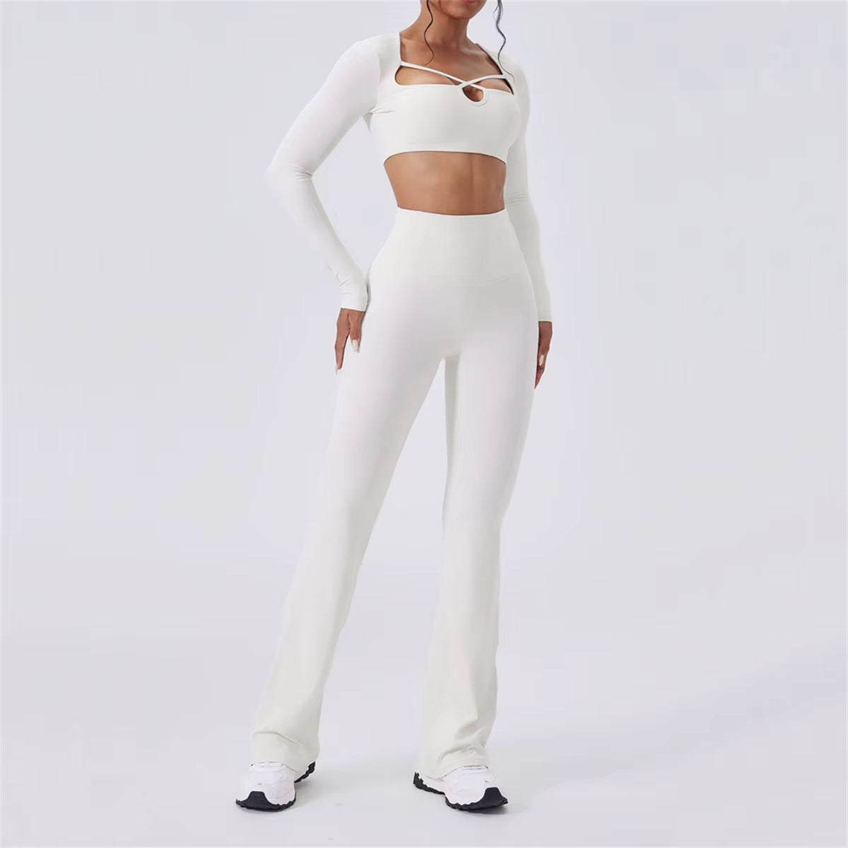 2Pcs Pad Workout Outfits Yoga Set Fitness Sportswear Gym Tracksuit Long Sleeve Shirt Leggings Athletic Wear Women Clothes XP38