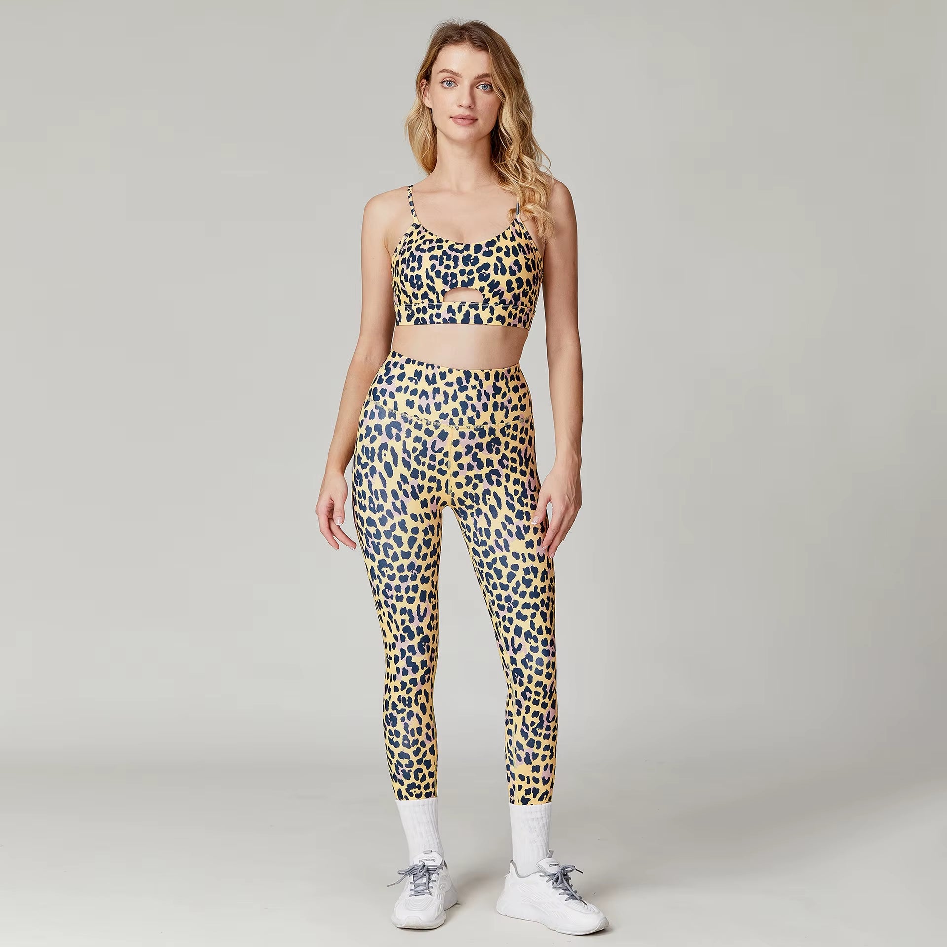 Leopard Print Yoga Set Women Clothing Tracksuits Quick Dry Women'S Fitness Pants Sets Woman Outfits Women’S Gym Pants Suit