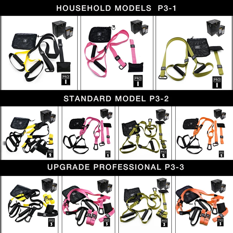Gym Bodybuilding Adjustable Suspension Trainer Set Yoga Fitness Hanging Belt Custom Logo Exercise Straps