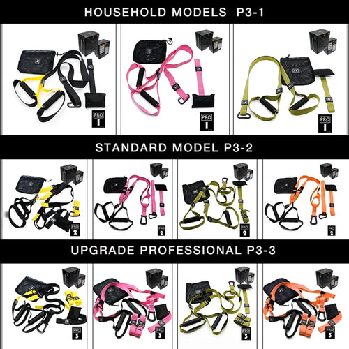 Gym Bodybuilding Adjustable Suspension Trainer Set Yoga Fitness Hanging Belt Custom Logo Exercise Straps