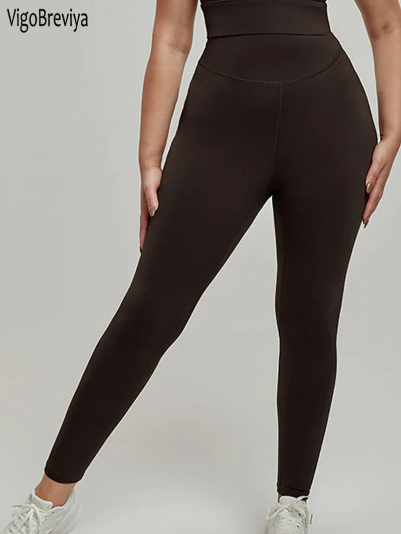 2025 Solid plus Size Yoga Pants Women High Waist Big Fitness Sport Leggings Ladies Running Workout Curvy Yoga Pant