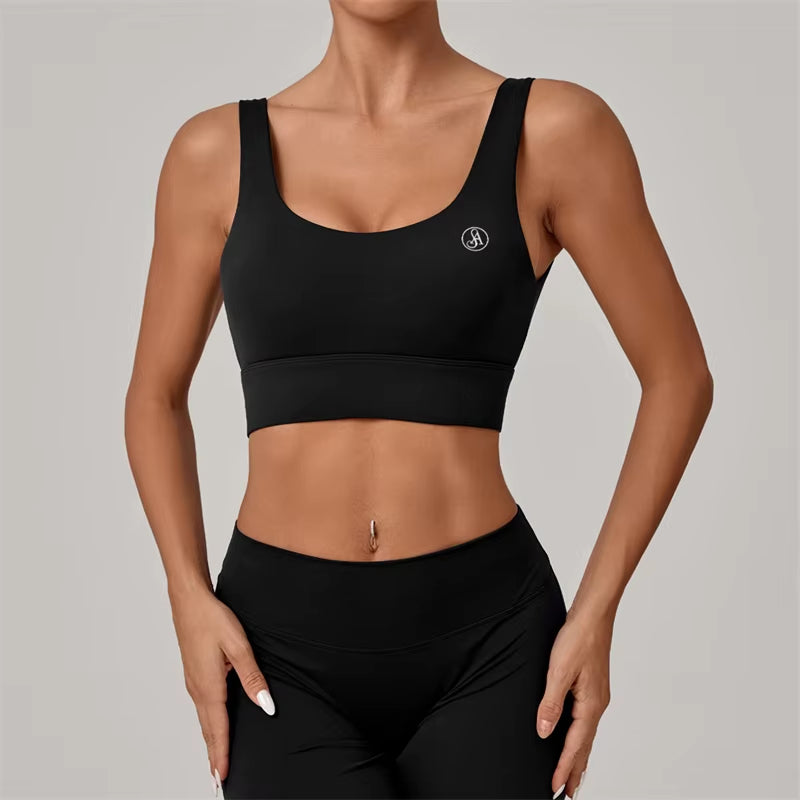 Allure the Brand Yoga High Support Sports Bra for Women, Racerback Workout Top with Wide Band Yoga Running Fitness Gym Wear